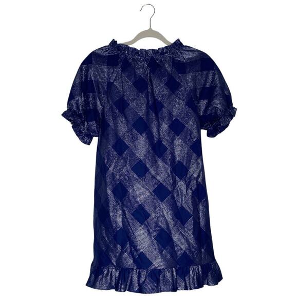 HILL HOUSE Katherine Nap Dress Navy Glitter Check Size XS Puff Sleeves - Picture 3 of 7